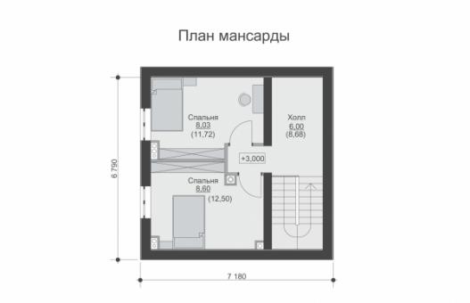 Одноэтажный дом с мансардой, парилкой и гаражом